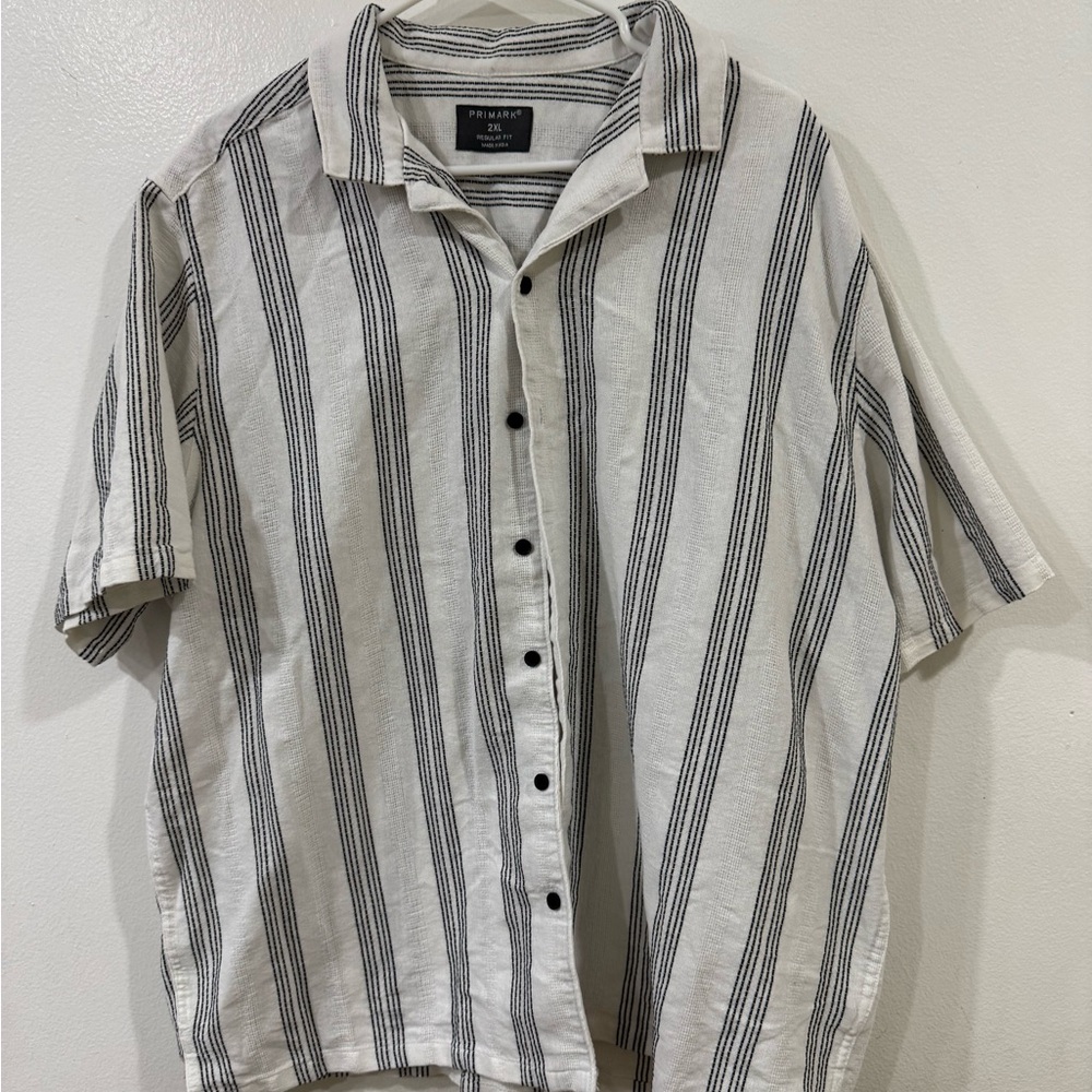 Primark Casual White and Black Button Down Shirt
